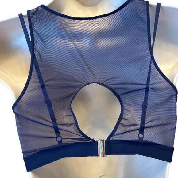 NWT Very Sexy Youmita Floral Lace BLue Mesh Overlay Bralette Fits S/M - Picture 5 of 7